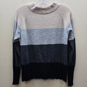 Kinross 100% Cashmere Colorblock Mock Neck Long-Sleeve Knit Sweater Size Medium